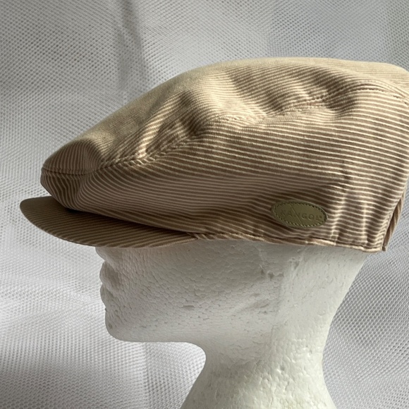 Kangol Check Hudson Cap Hat Newsboy Size Large 100% Cotton Cream Striped - Picture 5 of 12
